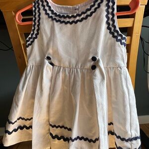 Bella Bliss Ivory Dress with Navy Trim - 18M